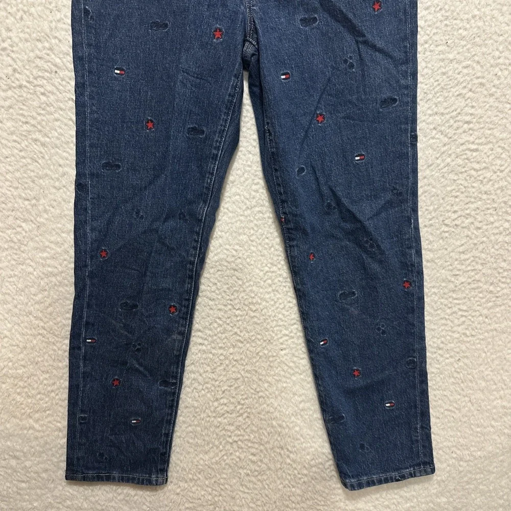 Tommy Hilfiger Women's Paperbag High Rise‎ Star & Flag Waist Jeans Blue Size 2